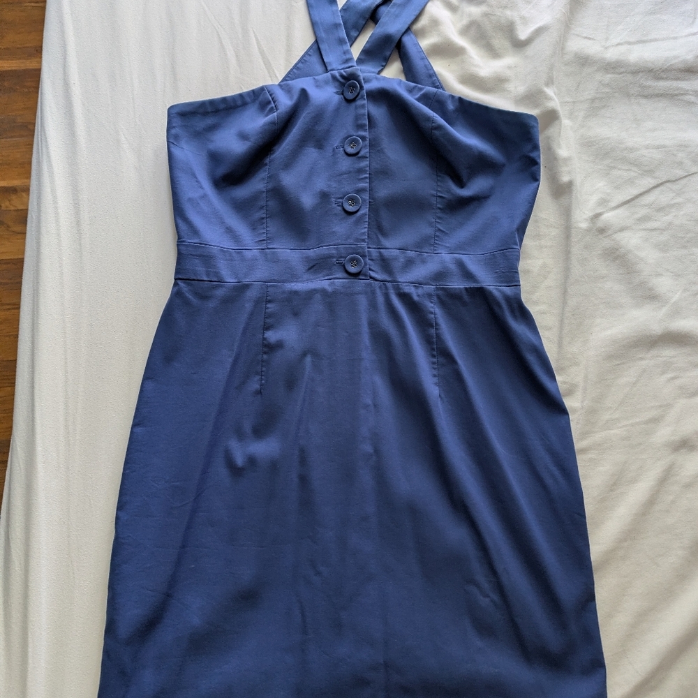 Marc New York Periwinkle Button-Front Crossback Mini Dress